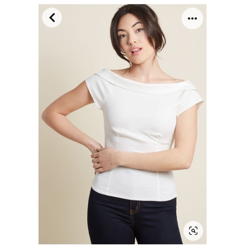 Collectif x ModCloth - Let’s Get Groovin’ Crop Top- White- UK20